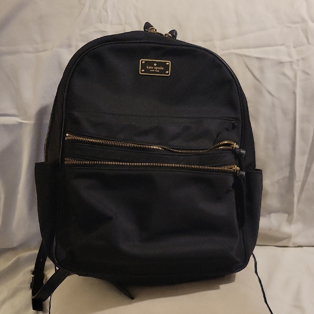 Kate Spade Black Backpack with Gold Accents. Travel, School, College, Weekends